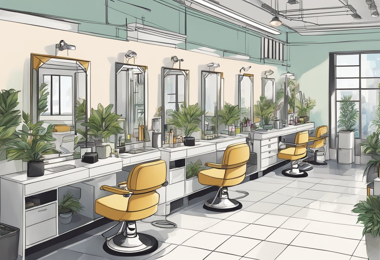 A bustling Korean hair salon in Singapore with modern decor and professional stylists at work