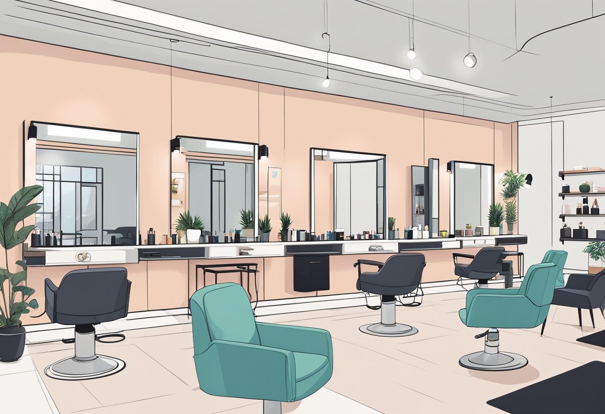A bright, modern Korean hair salon in Singapore with sleek, minimalist decor and a team of stylists working on clients' hair