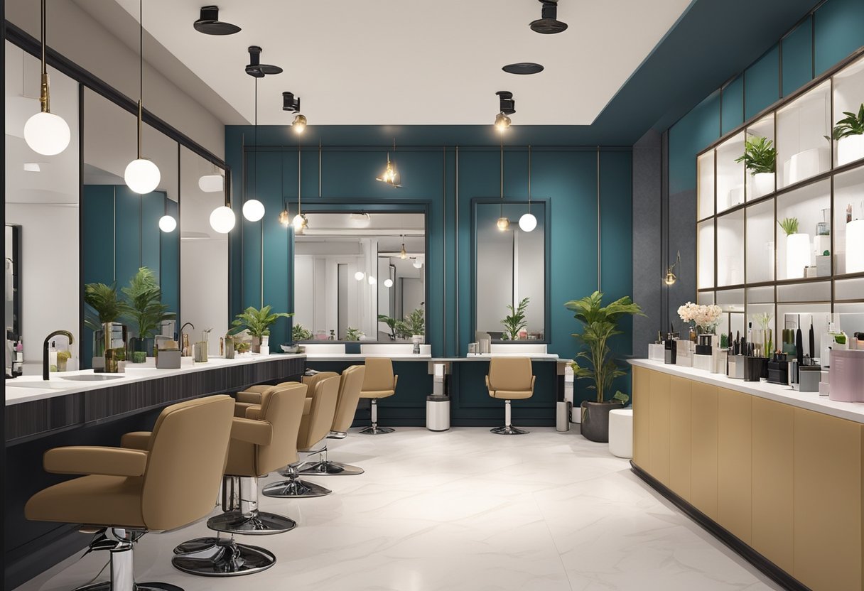 A customer walks into a modern Korean hair salon in Singapore, greeted by sleek decor and a friendly staff. The salon offers a range of services, from trendy cuts to traditional Korean hair treatments