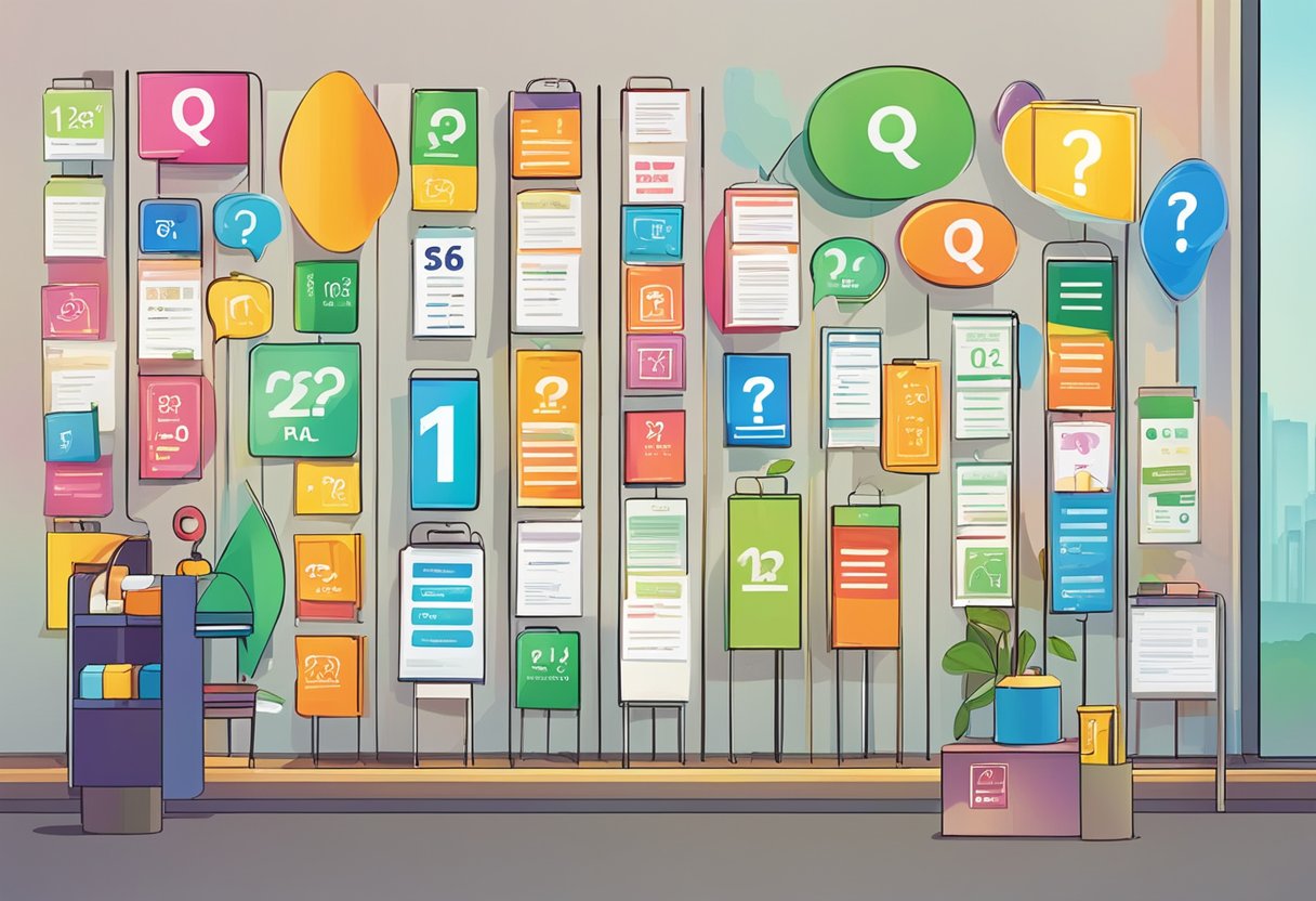 A colorful display of frequently asked questions signs at Pico Singapore