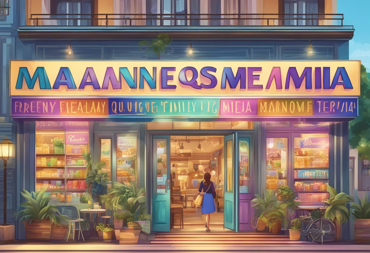 A colorful sign with "Frequently Asked Questions" and "Mamma Mia Singapore" displayed prominently