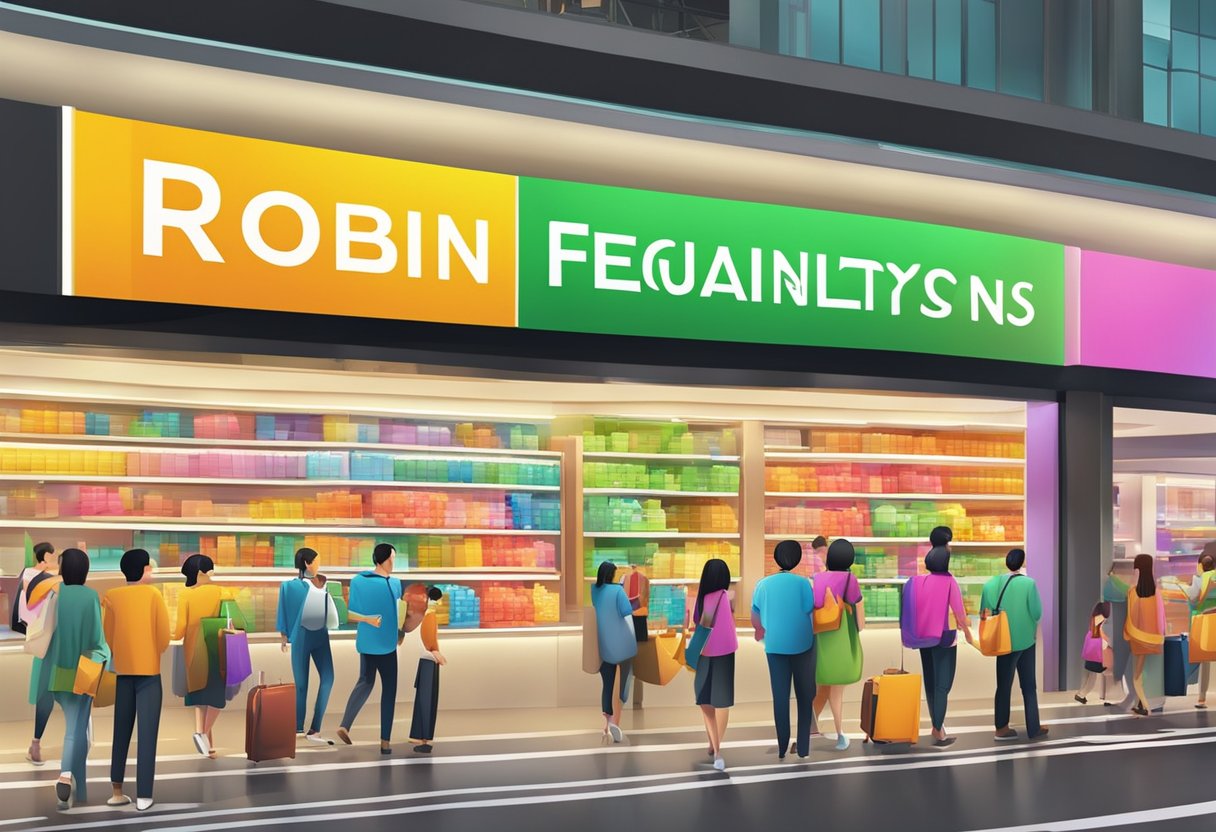 A colorful sign with "Frequently Asked Questions" at Robinsons Singapore