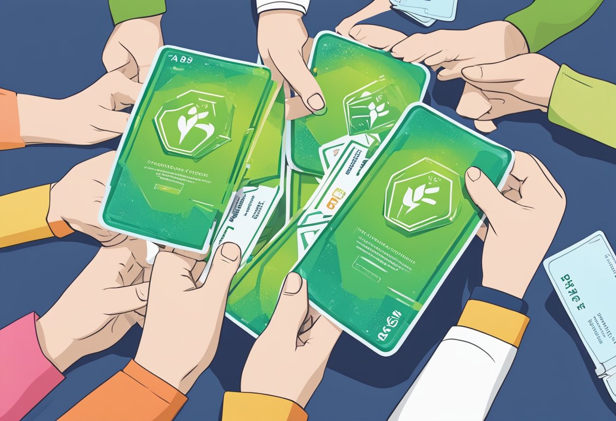 A stack of FAQ cards with the "Metapod Singapore" logo, surrounded by a group of people seeking information