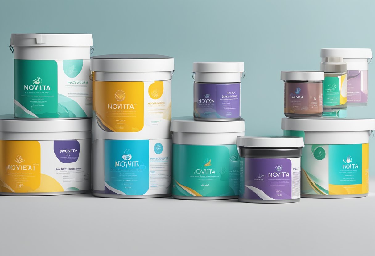 A variety of novita products and features displayed on a clean, modern backdrop with clear labeling and vibrant colors