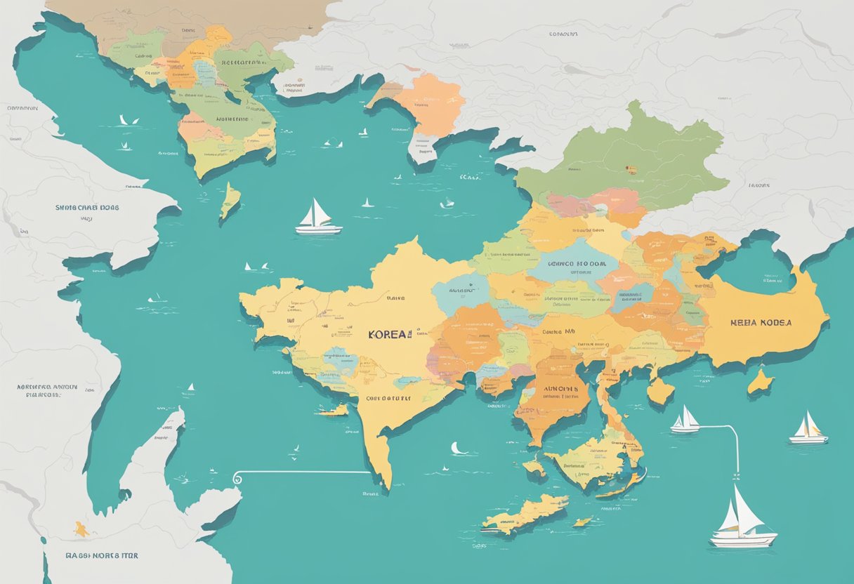 A map of Singapore and Korea with a question mark hovering between them