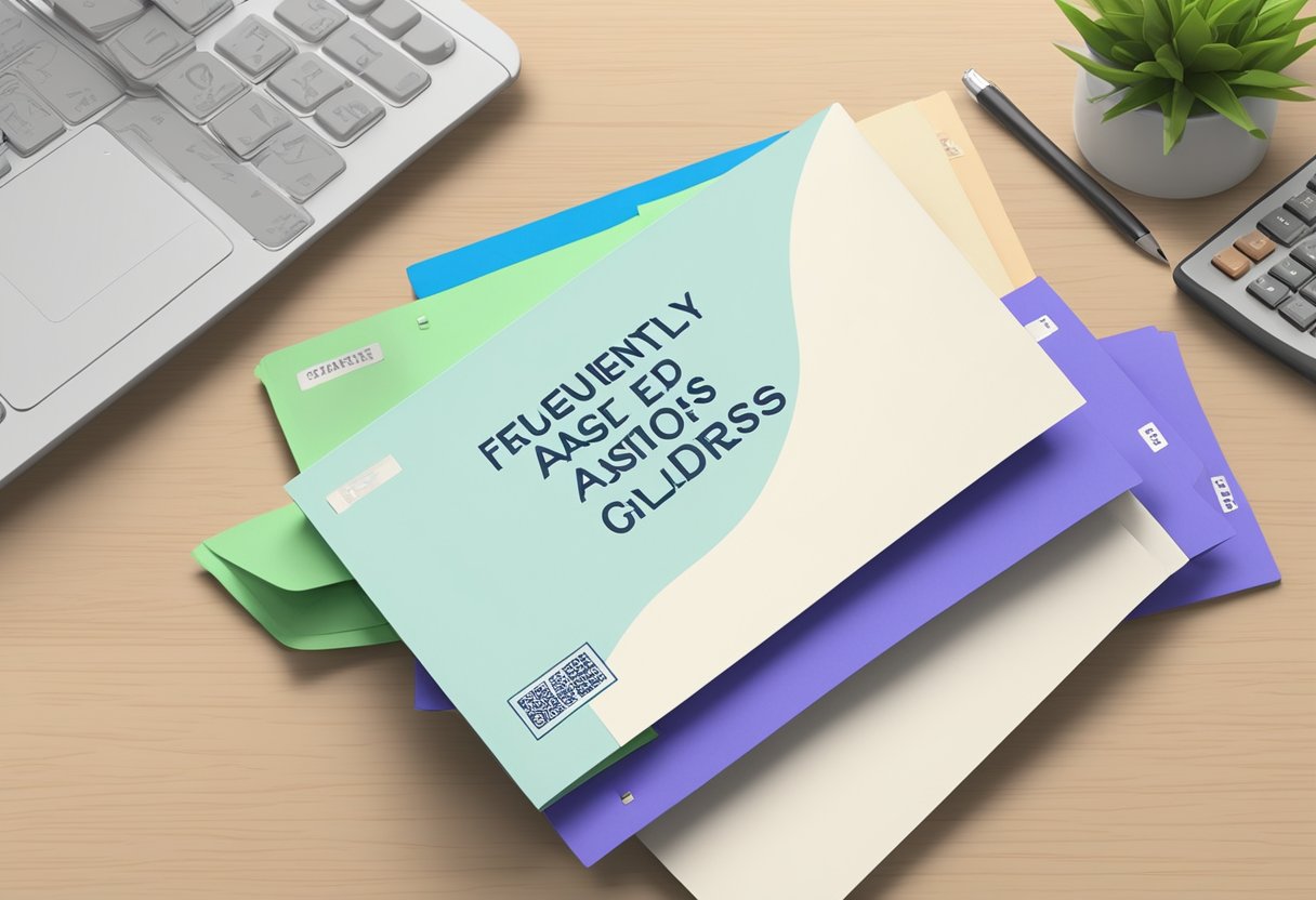 A stack of envelopes labeled "Frequently Asked Questions" and "Change of Address Singapore" sits on a desk