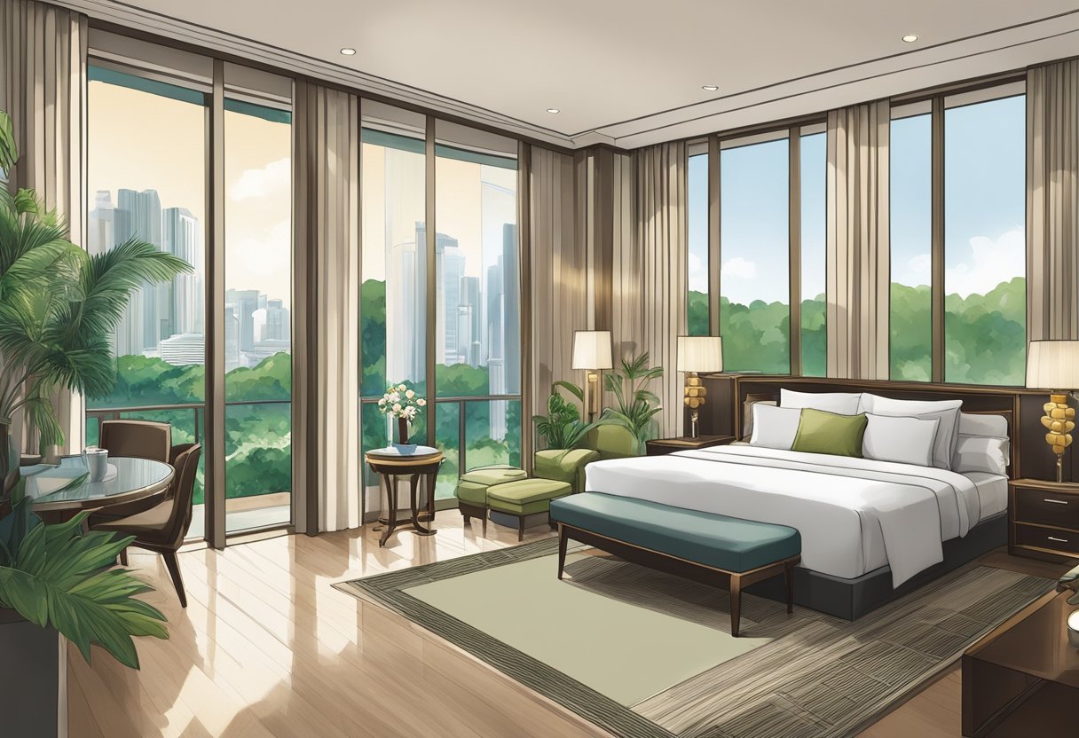 The luxurious Shangri La Hotel in Singapore, with its modern architecture and lush greenery, offers a range of accommodation options for guests