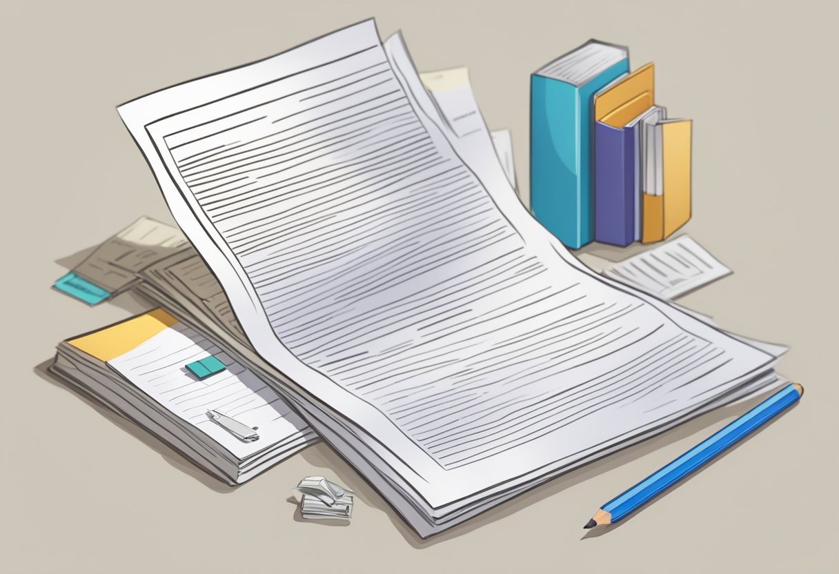A stack of papers with "Frequently Asked Questions" on top, surrounded by a Singapore exam booklet and a pencil