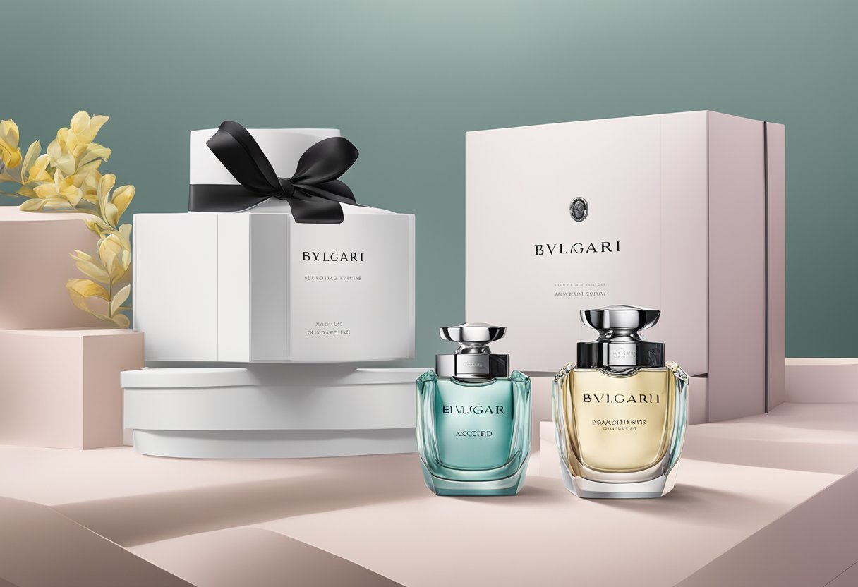 A display of Bvlgari Singapore's frequently asked questions with the brand's iconic logo and elegant packaging