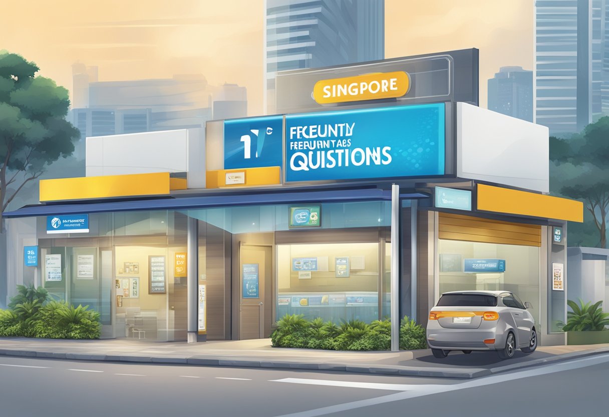 A signboard with "Frequently Asked Questions" and the logo of Singapore Pools displayed prominently