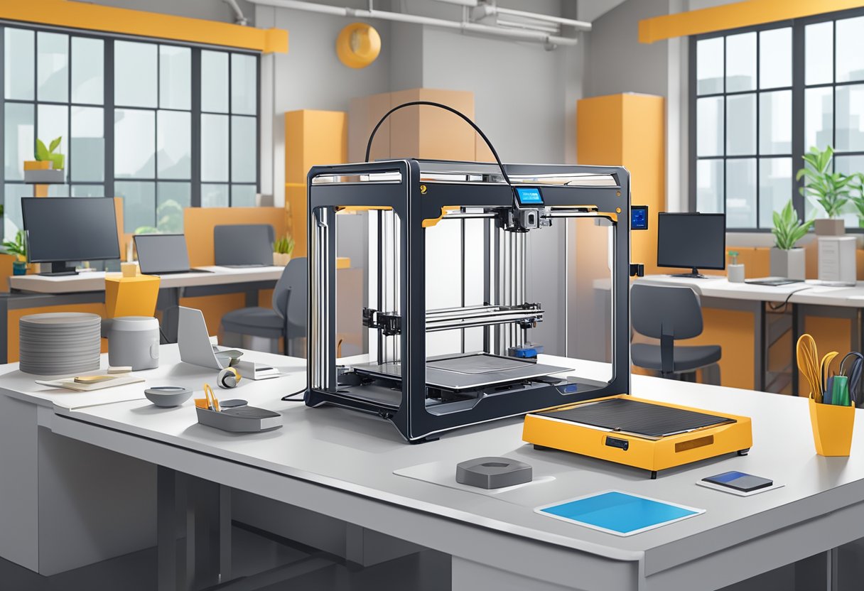 A 3D printer in a modern Singaporean workshop creates intricate objects with precision and efficiency