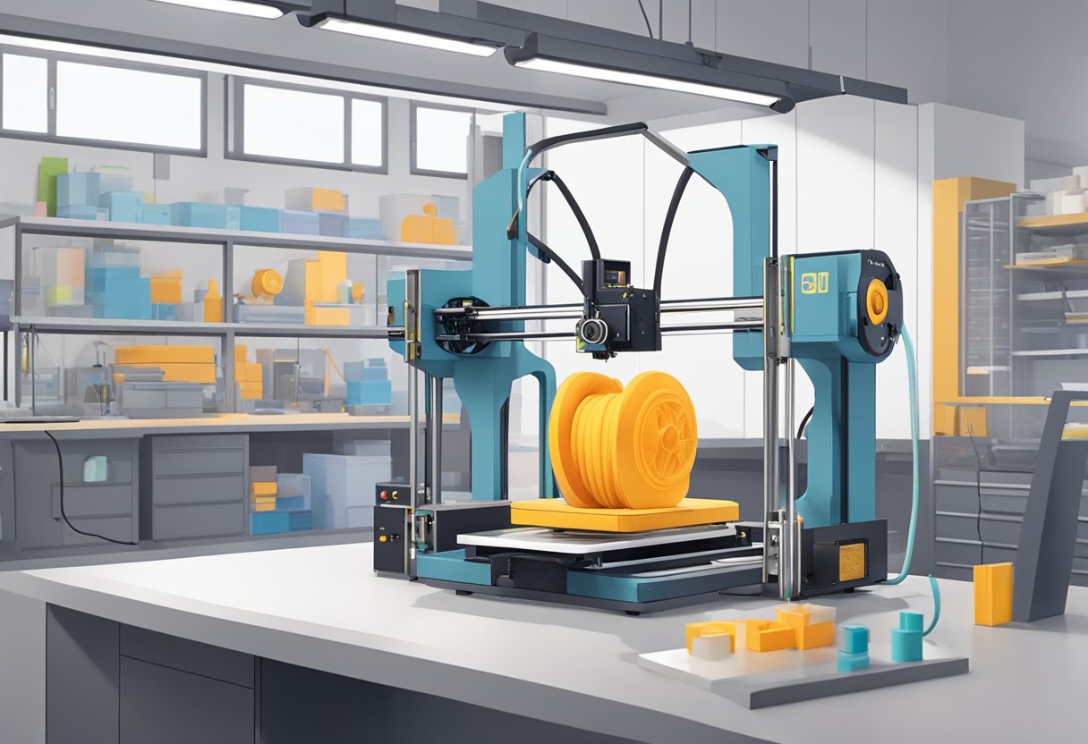 A 3D printer in a modern Singapore workshop, creating intricate objects with precision and efficiency