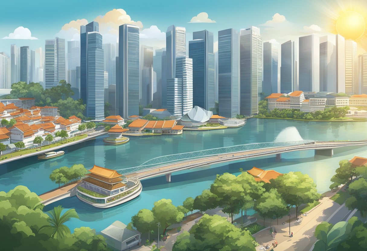 The sun shines brightly over the urban landscape of Singapore, as the temperature rises steadily throughout the day