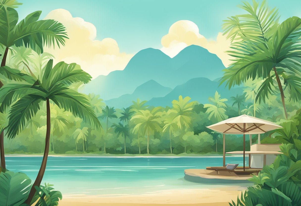 The current temperature in Singapore is often asked about. This scene could be depicted with a thermometer showing the current temperature in a tropical setting