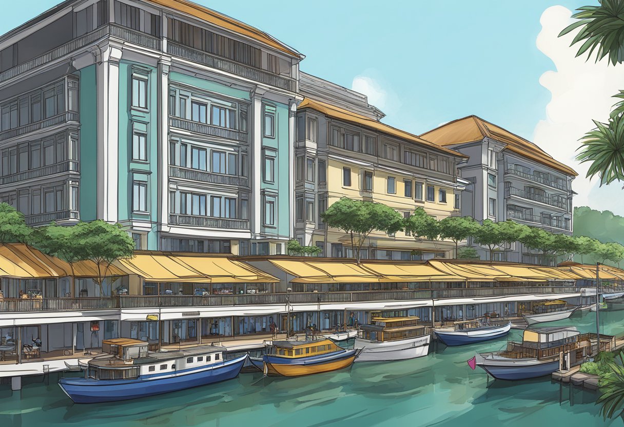 The Quay Hotel Singapore is accessible from the quay, with boats docked nearby