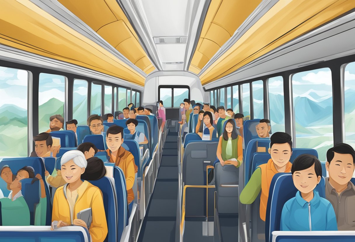 Passengers enjoying comfortable seats, panoramic views, and onboard amenities during a smooth bus journey from Singapore to Malaysia