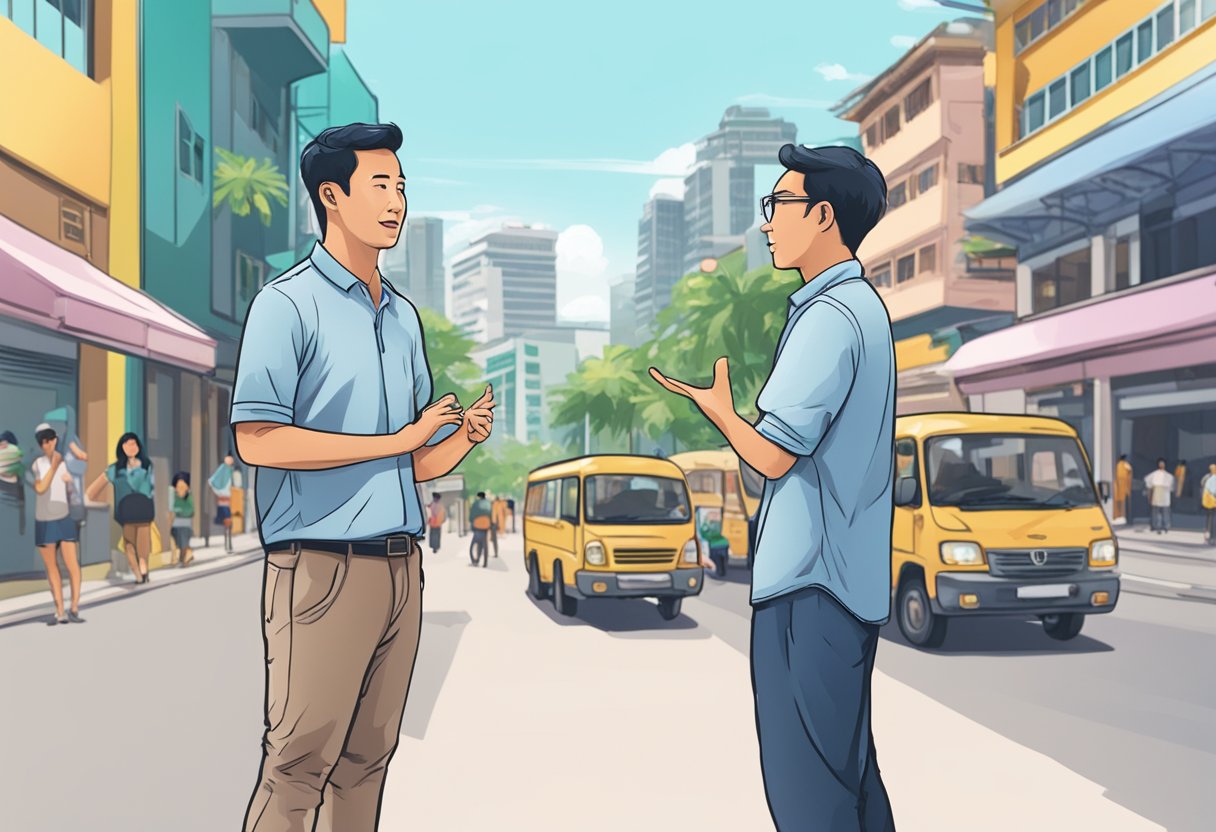 A person in Singapore asking questions, while another person in Danang answers them