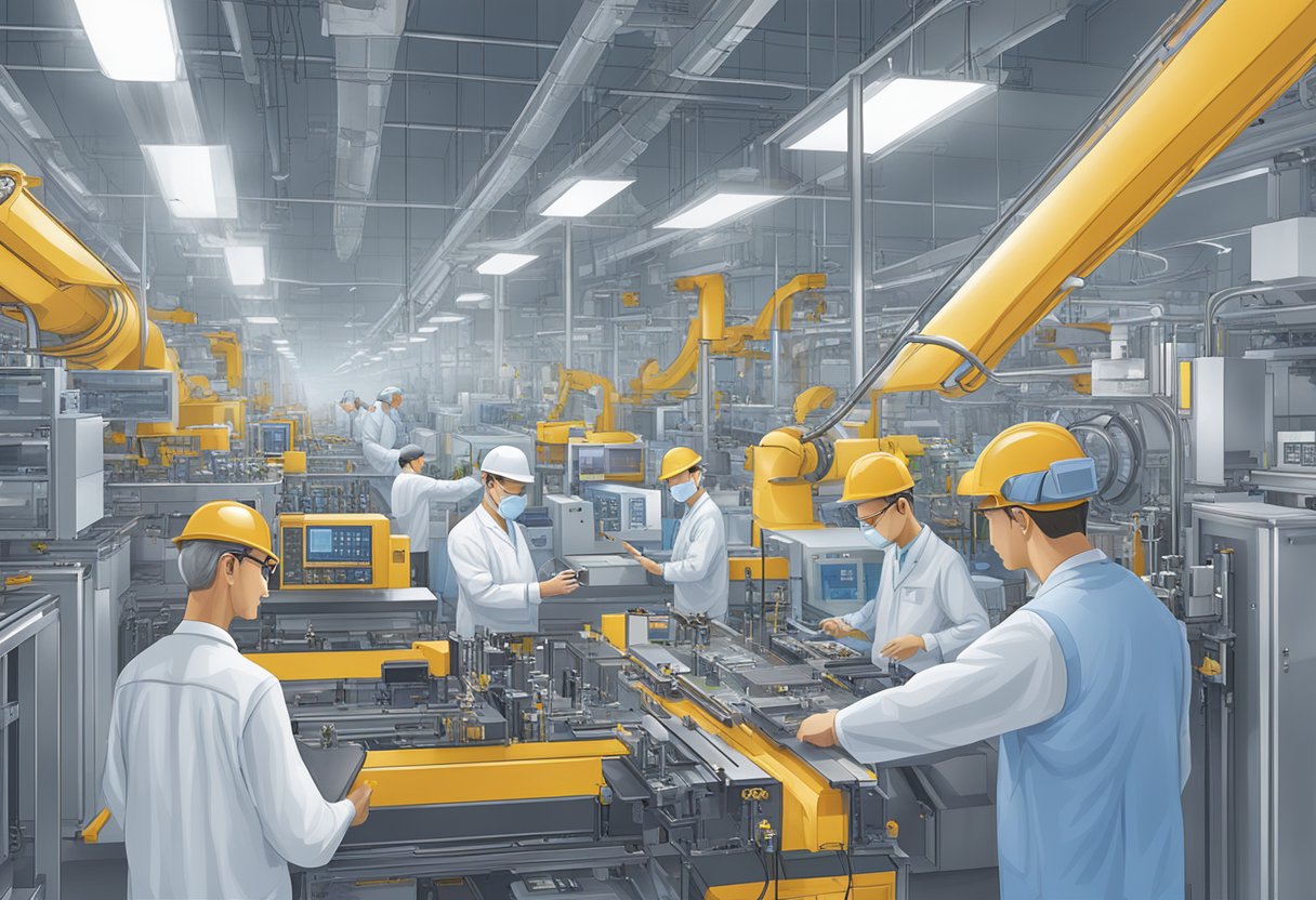 AEM's impact on the semiconductor industry shown through advanced machinery and technology, with precision and efficiency in production