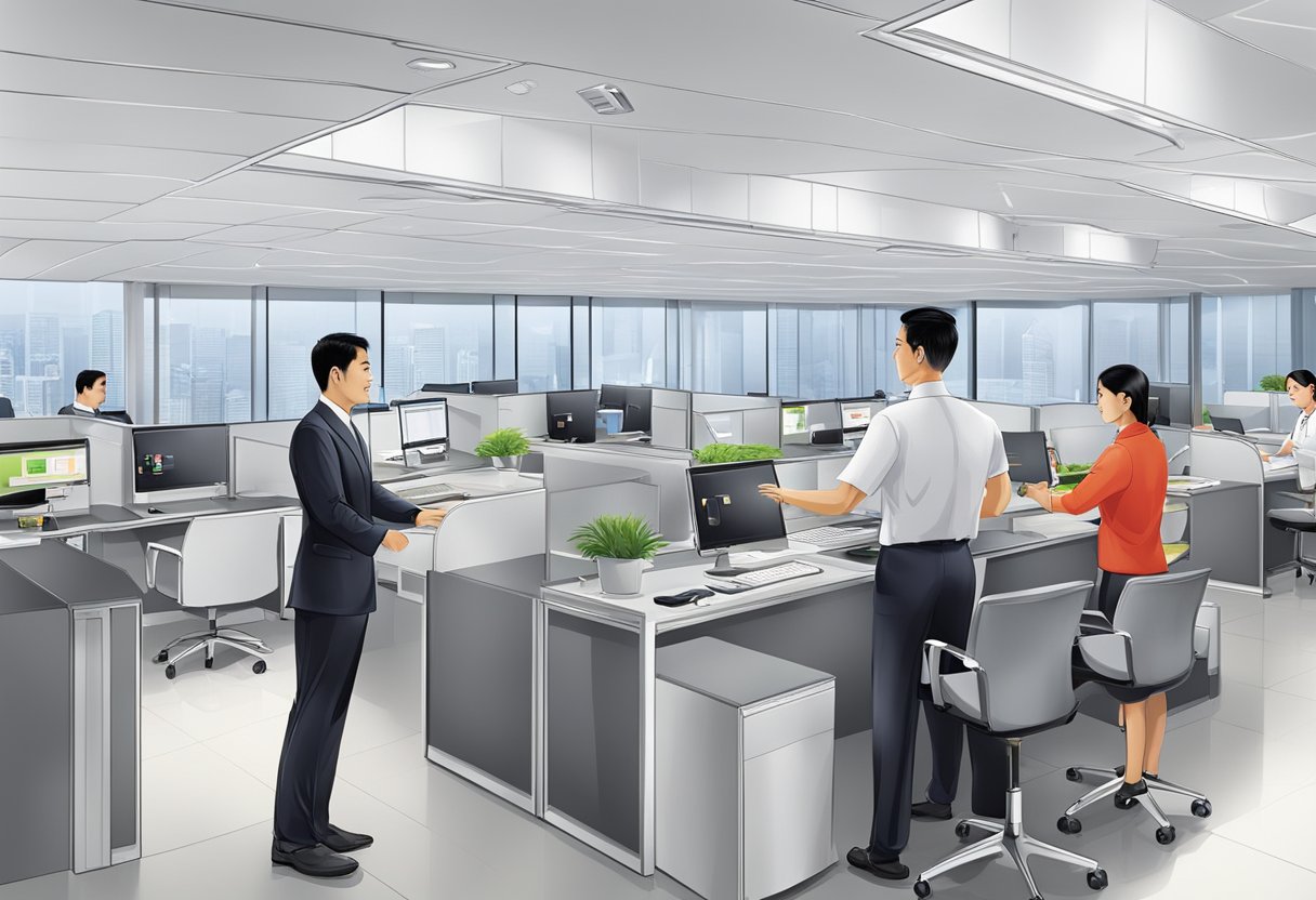 Air China Singapore office with staff assisting passengers, handling customer inquiries, and resolving incidents with care and professionalism