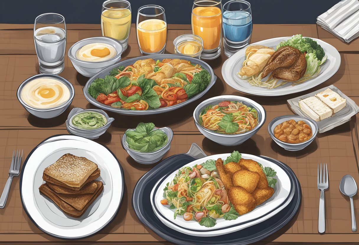 A table set with a menu and a variety of culinary offerings from Jack's Place in Singapore