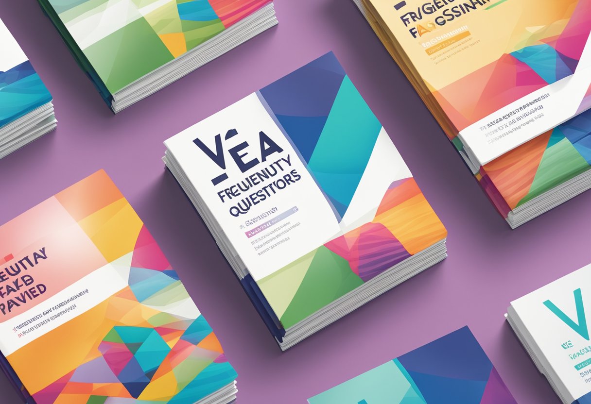 A stack of colorful FAQ brochures with the title "Frequently Asked Questions veja singapore" displayed prominently on the front cover