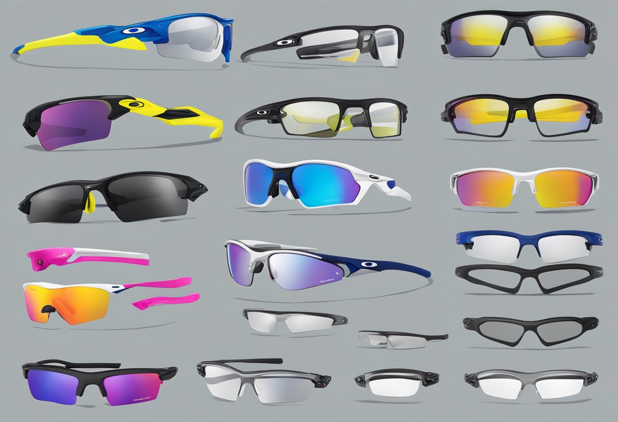 Oakley's innovative eyewear tech: sleek frames, advanced lens tech, and cutting-edge materials. Showcase the brand's commitment to innovation and style