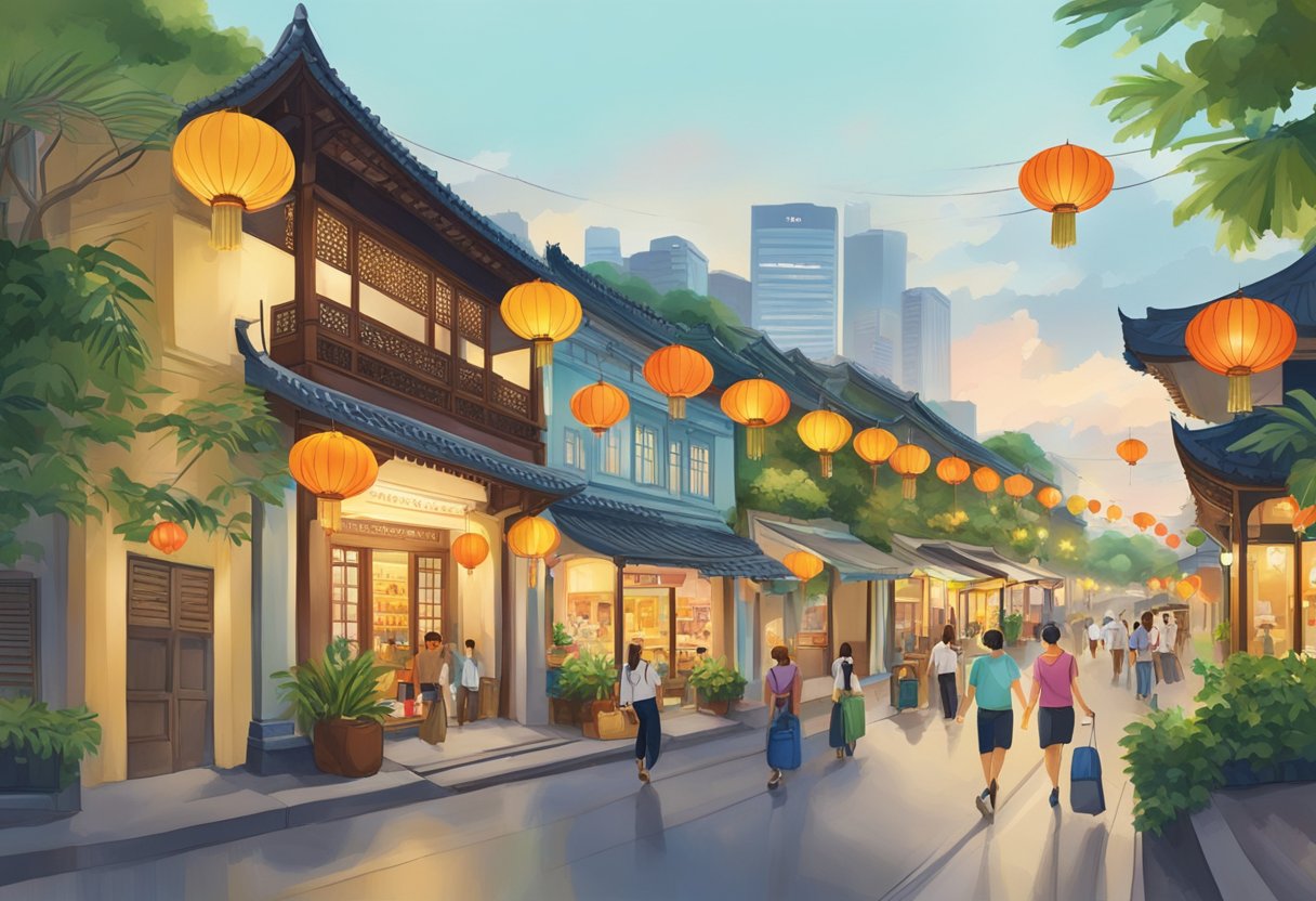 The bustling streets of Singapore's Chinatown, adorned with colorful lanterns and traditional shophouses, contrast with the serene beauty of the Botanic Gardens, where lush greenery and exotic flowers abound