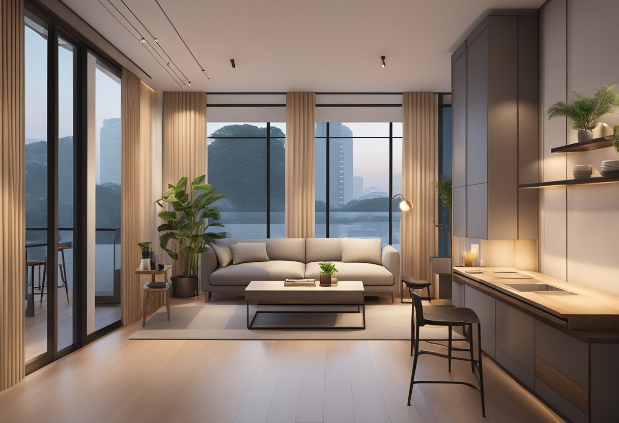 A modern, sleek interior with warm lighting and minimalist decor at Practical Information Candlenut, Singapore