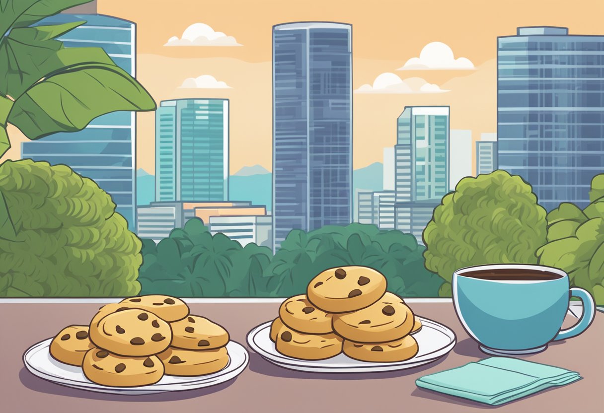 A plate of cookies with "Frequently Asked Questions" written on them, set against a Singaporean backdrop