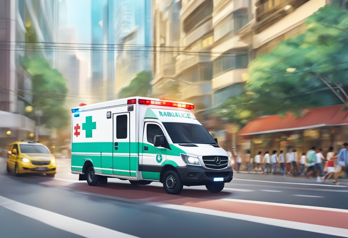 An ambulance speeds through the streets of Singapore, its lights flashing and siren blaring, as it rushes to reach its destination