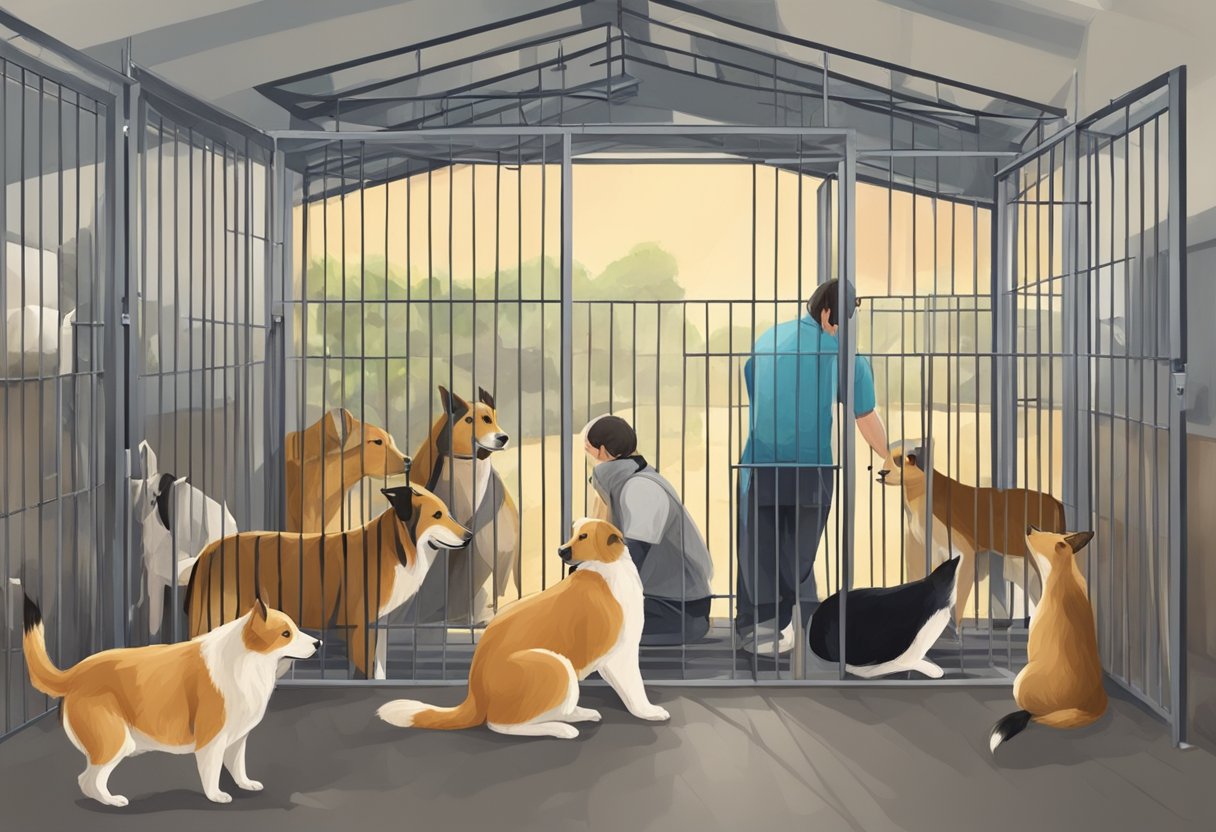 Animals in a shelter receive love and care from volunteers