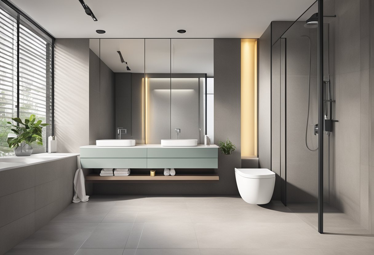 A modern bathroom with Grohe Singapore fixtures and sleek, minimalist design