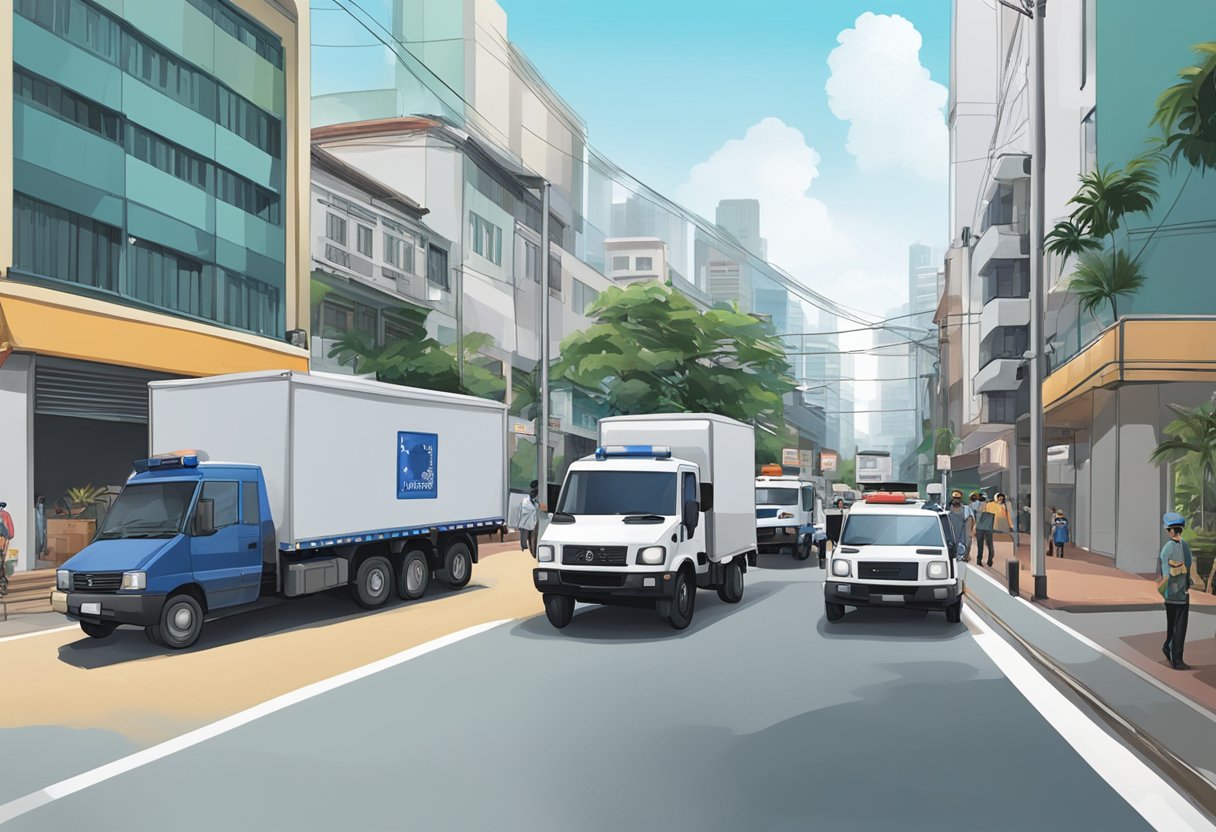 Empty streets, police barricades, and a bomb disposal unit in action in Singapore