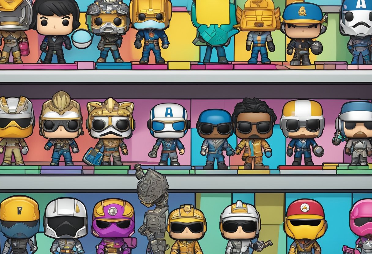 A colorful display of Funko Pop figures from popular franchises, with a sign reading "Frequently Asked Questions" in a Singaporean setting