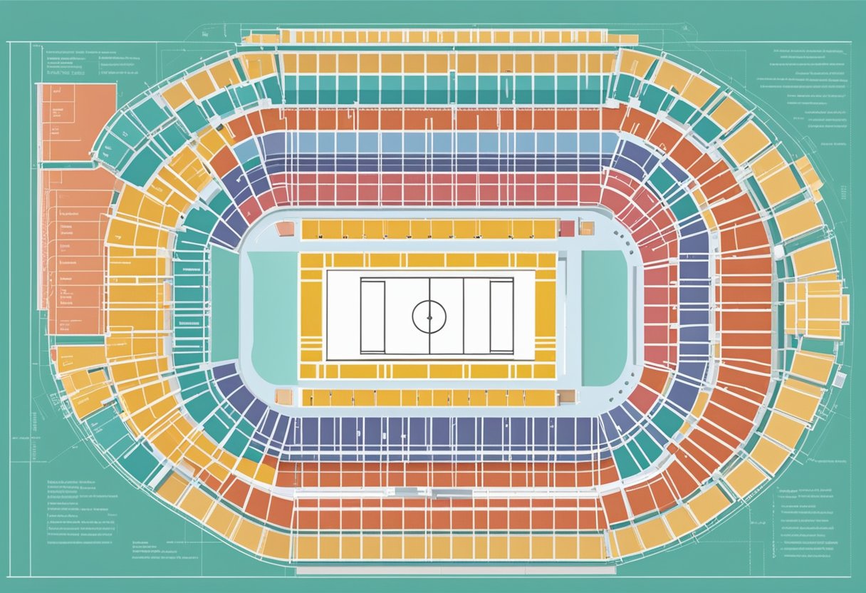 A detailed seating plan of Singapore Indoor Stadium, with clear labels and sections, displayed on a screen or printed on a brochure