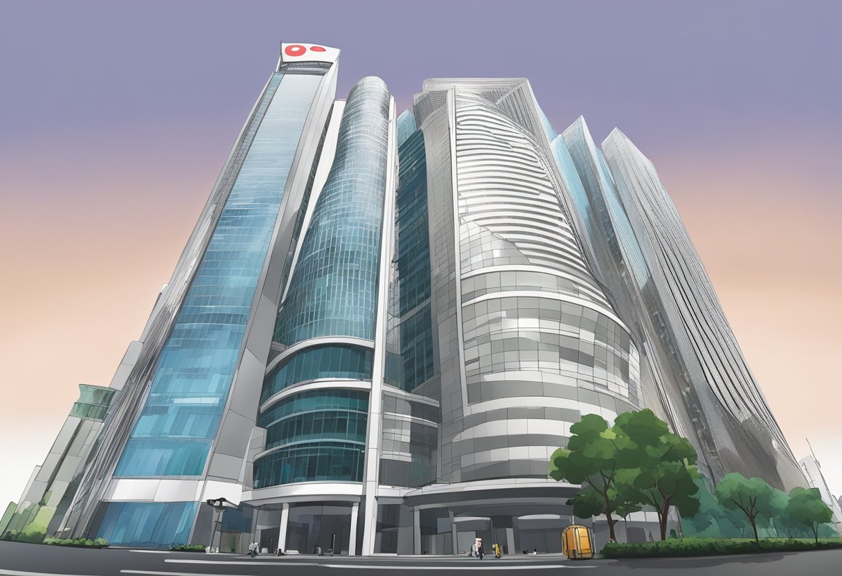 The iconic OCBC bank building stands tall in the heart of Singapore's financial district, with its sleek and modern architecture commanding attention