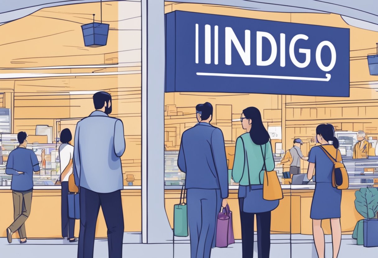 People browsing FAQ signs in Indigo Singapore
