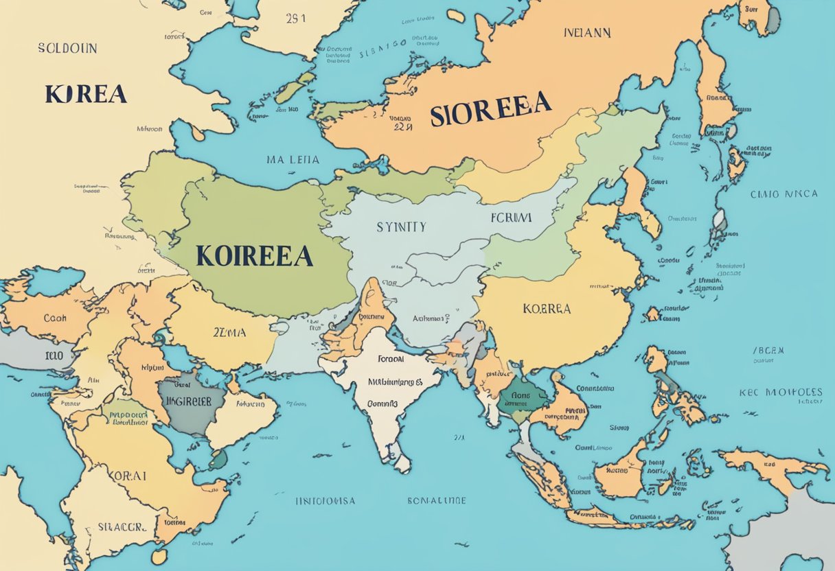 A clock showing 2:00 PM in Korea with a map of Korea and Singapore in the background, indicating the time difference