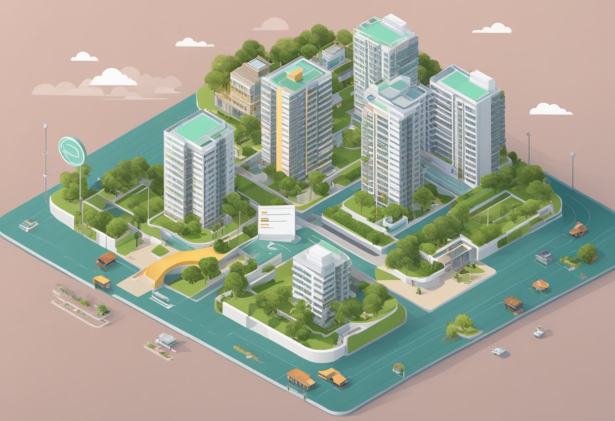 A computer screen displaying the PropertyGuru website with a list of frequently asked questions about Singapore HDB properties