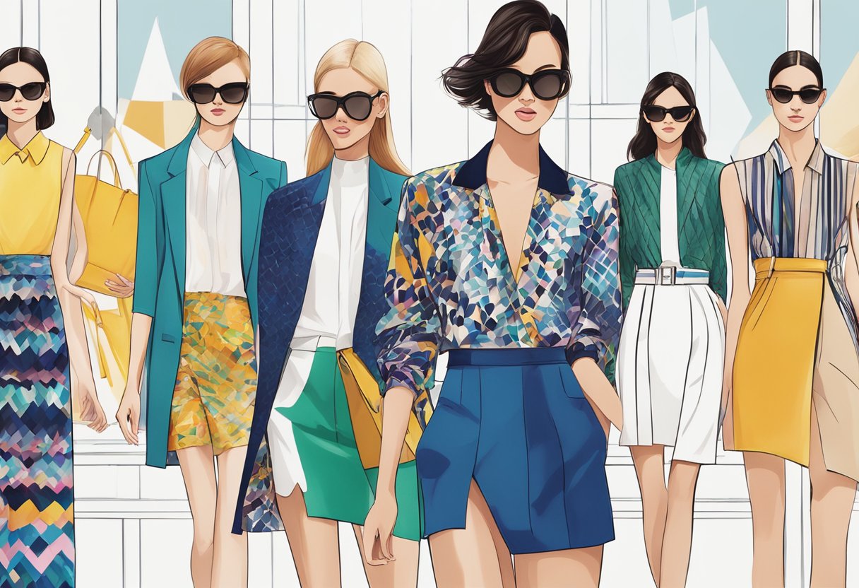 A vibrant display of CK Singapore's fashion collection, featuring bold patterns and sleek silhouettes, set against a modern backdrop with clean lines and minimalistic design