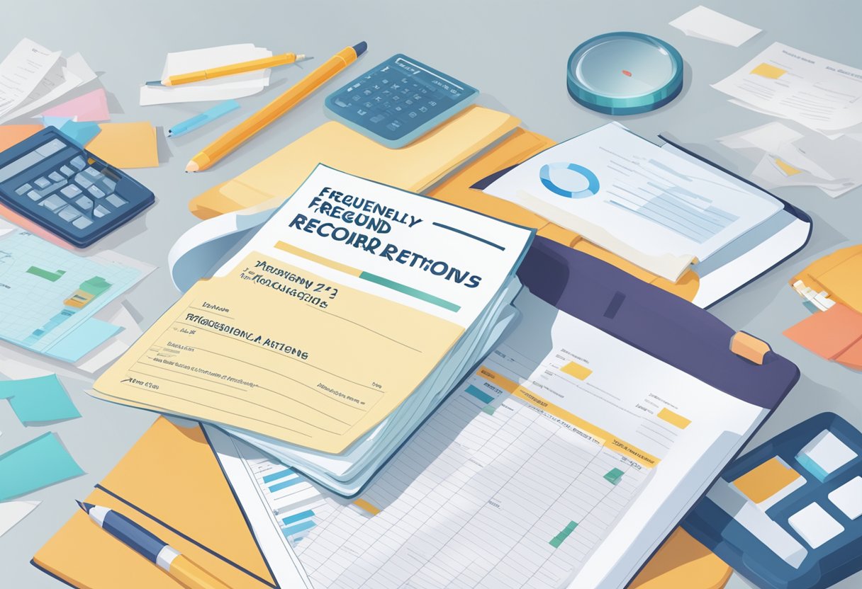 A stack of immunization records with a "Frequently Asked Questions" banner on top