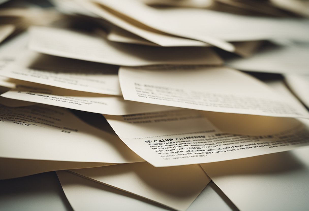 A stack of denied claim letters piled on a desk