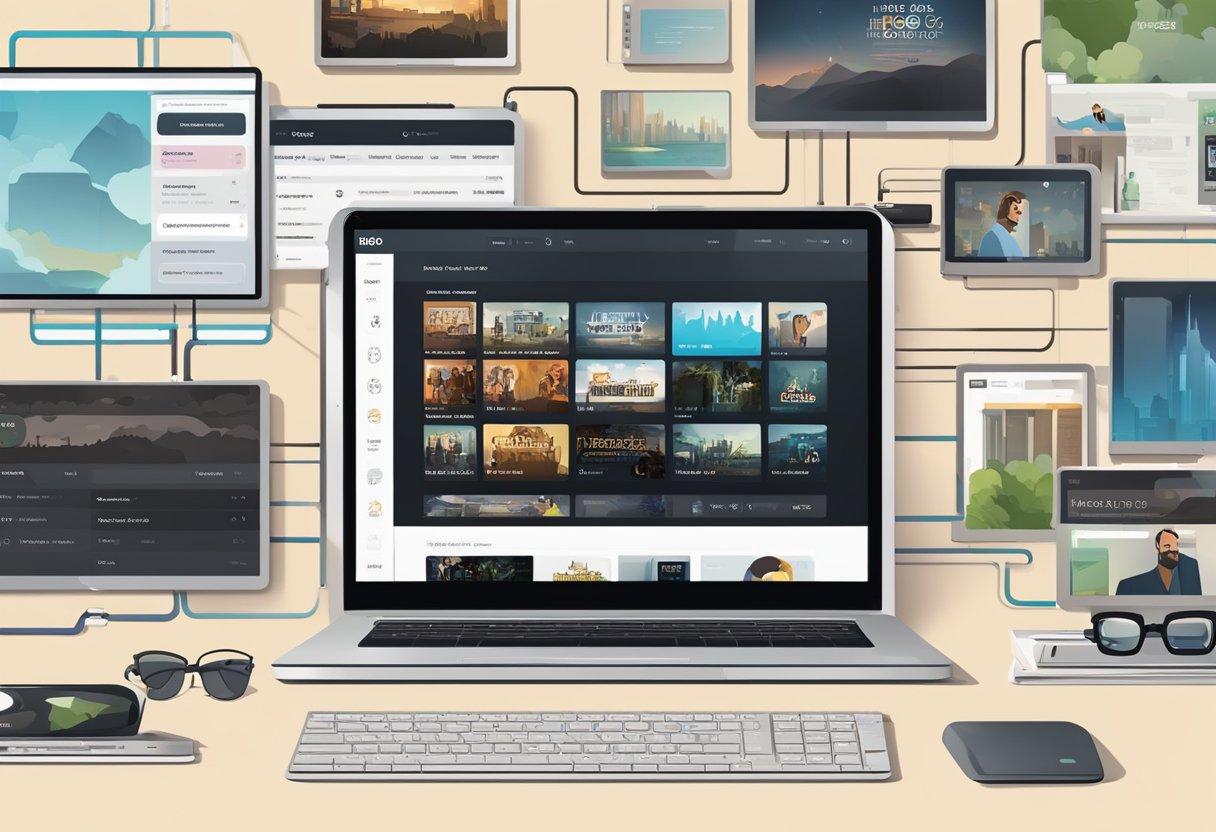 A laptop displaying the HBO Go Singapore homepage with a variety of movie and TV show options