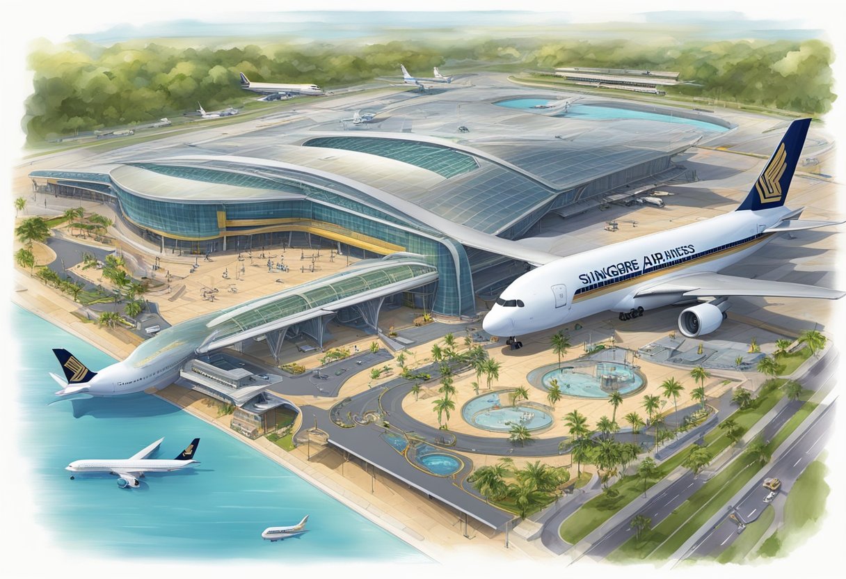 Changi Airport's Singapore Airlines terminal buzzes with activity, featuring a stunning array of attractions and amenities for travelers to enjoy