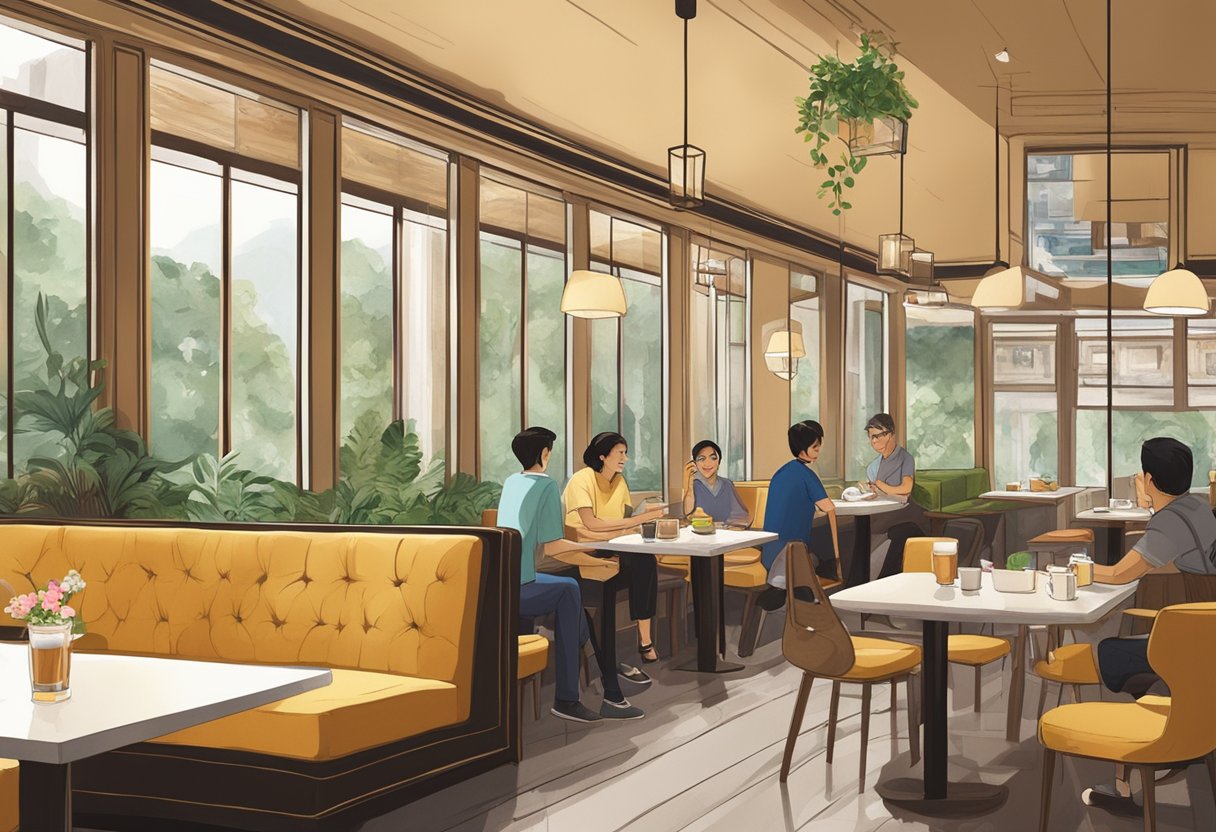 Customers enjoy exploring Coach Cafe Singapore, admiring the unique vintage decor and cozy seating arrangements. The aroma of freshly brewed coffee fills the air as people chat and relax in the welcoming atmosphere