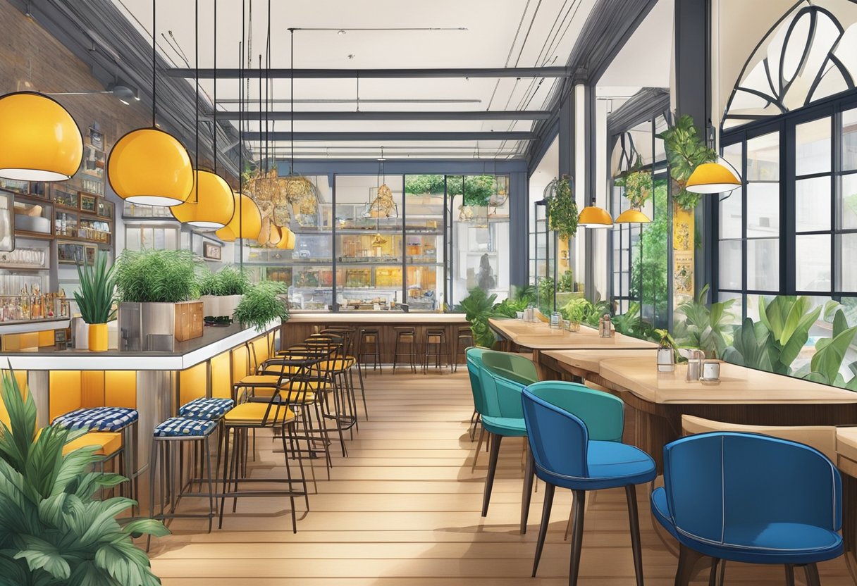 Coach Cafe Singapore is a bustling hub of diverse cultural exchange, with vibrant colors, aromatic food, and lively conversations filling the air. The space is adorned with traditional artwork and modern design, creating a fusion of old and new