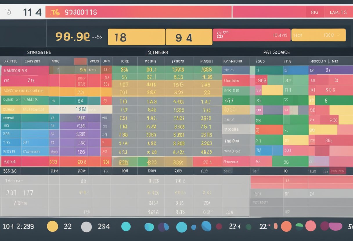A screen displaying current Singapore Pool odds, with numbers and statistics clearly visible