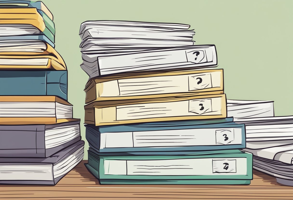A stack of neatly organized training records with a "Frequently Asked Questions" label in a Singaporean office setting