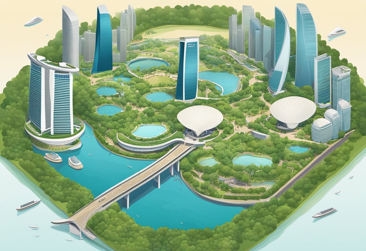 The iconic skyline of Singapore, featuring the towering Marina Bay Sands and the unique architecture of the Gardens by the Bay
