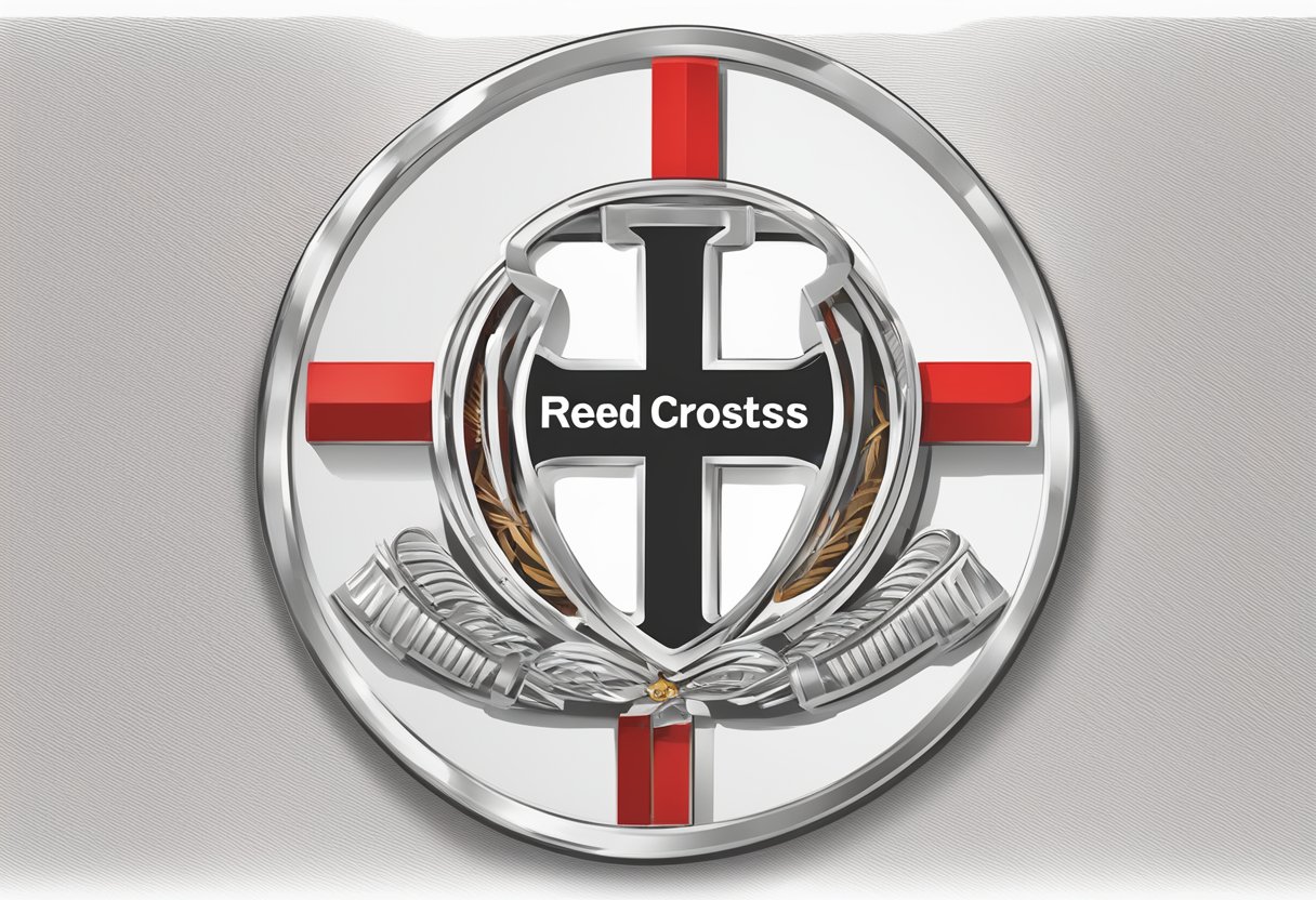 A red cross emblem displayed prominently on a white background, with the words "Frequently Asked Questions" written in bold letters below